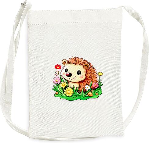 Hedgehog Mini Canvas Bag for Teens Kids Girls, Hedgehog Lovers Gift Items Things Decor Merch, Small Tote Purse with Shoulder Strap Holds Phone Wallet Keys Lipstick Coin! in Saudi Arabia