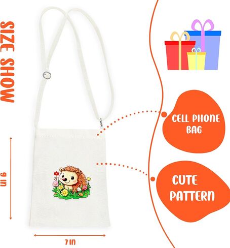 Hedgehog Mini Canvas Bag for Teens Kids Girls, Hedgehog Lovers Gift Items Things Decor Merch, Small Tote Purse with Shoulder Strap Holds Phone Wallet Keys Lipstick Coin! in Saudi Arabia