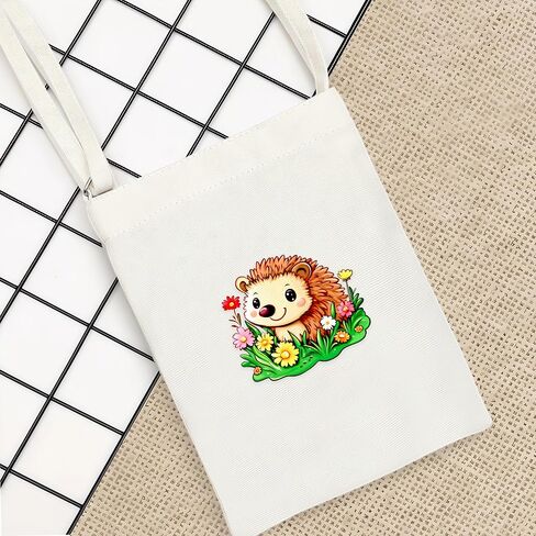 Hedgehog Mini Canvas Bag for Teens Kids Girls, Hedgehog Lovers Gift Items Things Decor Merch, Small Tote Purse with Shoulder Strap Holds Phone Wallet Keys Lipstick Coin! in Saudi Arabia