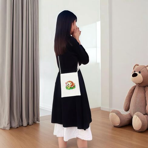 Hedgehog Mini Canvas Bag for Teens Kids Girls, Hedgehog Lovers Gift Items Things Decor Merch, Small Tote Purse with Shoulder Strap Holds Phone Wallet Keys Lipstick Coin! in Saudi Arabia