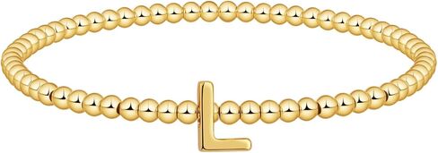 Gold Beaded Bracelets for Women, 14K Gold Plated C Initial Bracelets Trendy Strand Stretch Bracelet Dainty Gold Letter Bracelet for Women Jewelry Gifts in Saudi Arabia
