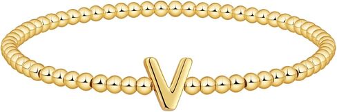 Gold Beaded Bracelets for Women, 14K Gold Plated C Initial Bracelets Trendy Strand Stretch Bracelet Dainty Gold Letter Bracelet for Women Jewelry Gifts in Saudi Arabia