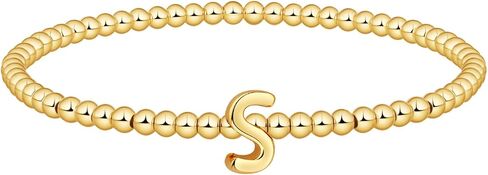 Gold Beaded Bracelets for Women, 14K Gold Plated C Initial Bracelets Trendy Strand Stretch Bracelet Dainty Gold Letter Bracelet for Women Jewelry Gifts in Saudi Arabia