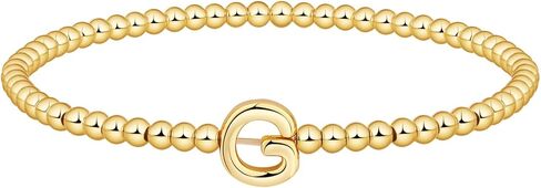 Gold Beaded Bracelets for Women, 14K Gold Plated C Initial Bracelets Trendy Strand Stretch Bracelet Dainty Gold Letter Bracelet for Women Jewelry Gifts in Saudi Arabia