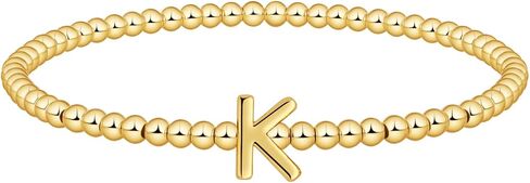Gold Beaded Bracelets for Women, 14K Gold Plated C Initial Bracelets Trendy Strand Stretch Bracelet Dainty Gold Letter Bracelet for Women Jewelry Gifts in Saudi Arabia