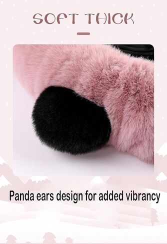 Fluffy Plush Cute Panda Ears Steering Wheel Cover, with Ears, O/D Type, Suitable for Outer Diameter 15 inches/38 cm (Grey, 15 inches/38 cm) in Kuwait