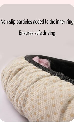 Fluffy Plush Cute Panda Ears Steering Wheel Cover, with Ears, O/D Type, Suitable for Outer Diameter 15 inches/38 cm (Grey, 15 inches/38 cm) in Kuwait