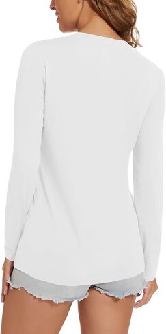SMENG Womens Long Sleeve Shirt Cotton Crewneck Basic Tops Soft Athleisure Tshirt Fall Clothes in Kuwait