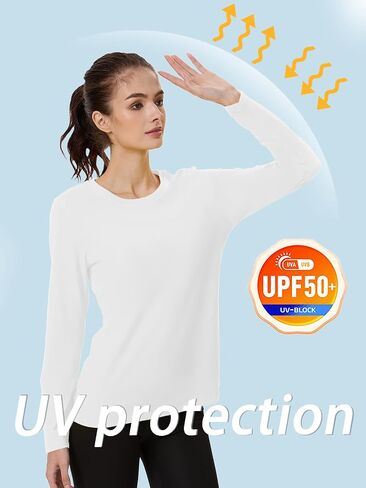SMENG Womens Long Sleeve Shirt Cotton Crewneck Basic Tops Soft Athleisure Tshirt Fall Clothes in Kuwait