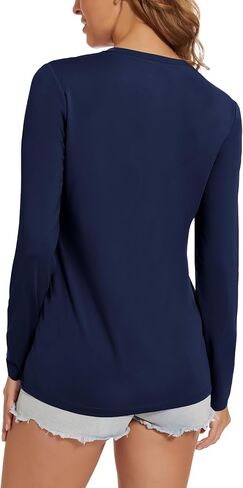 SMENG Womens Long Sleeve Shirt Cotton Crewneck Basic Tops Soft Athleisure Tshirt Fall Clothes in Kuwait