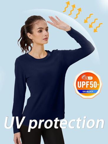 SMENG Womens Long Sleeve Shirt Cotton Crewneck Basic Tops Soft Athleisure Tshirt Fall Clothes in Kuwait