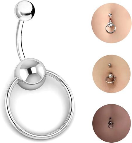14g Short Bar Captive Bead Belly Button Ring for Women Belly Piercing, Surgical Steel Belly Rings Silver, 6mm 8mm 10mm Bar Length in Saudi Arabia