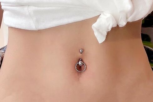 14g Short Bar Captive Bead Belly Button Ring for Women Belly Piercing, Surgical Steel Belly Rings Silver, 6mm 8mm 10mm Bar Length in Saudi Arabia