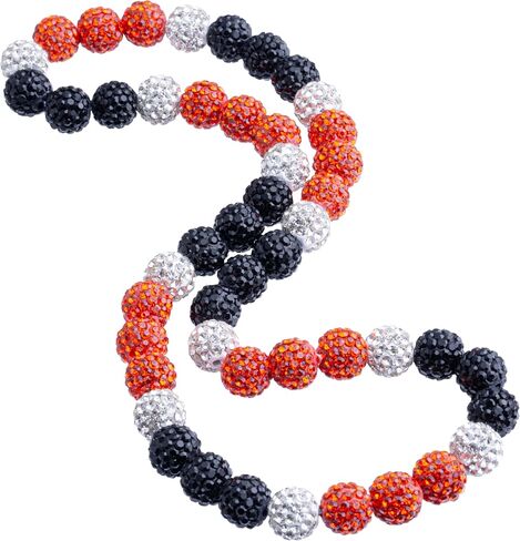 QINJIEJIE 16in/18in Baseball Necklace，Baseball Beaded Chain Necklace for Men Women Baseballer，Diamond Rhinestone Discoball Baseball Dirp Accessories Necklace Gifts for Baseball Team Lovers in Saudi Arabia