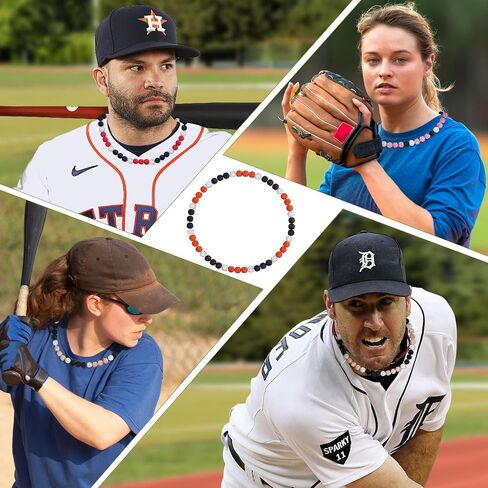 QINJIEJIE 16in/18in Baseball Necklace，Baseball Beaded Chain Necklace for Men Women Baseballer，Diamond Rhinestone Discoball Baseball Dirp Accessories Necklace Gifts for Baseball Team Lovers in Saudi Arabia