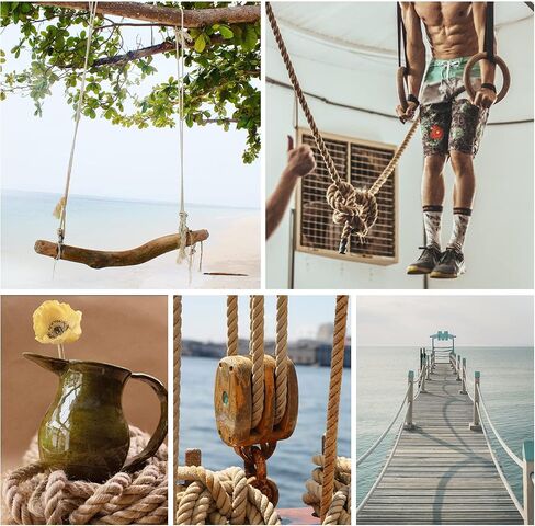 Jute Rope 3/4 in × 50 ft Natural Material Heavy Duty Jute Rope Twisted Rope for Indoor Outdoor Crafts, Nautical, Tug of War Rope, Railing, Hammock, Swing, Gardening, Climbing in Saudi Arabia