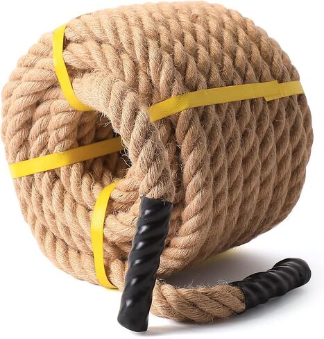 Jute Rope 3/4 in × 50 ft Natural Material Heavy Duty Jute Rope Twisted Rope for Indoor Outdoor Crafts, Nautical, Tug of War Rope, Railing, Hammock, Swing, Gardening, Climbing in Saudi Arabia