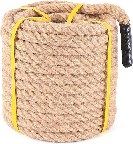 Jute Rope 3/4 in × 50 ft Natural Material Heavy Duty Jute Rope Twisted Rope for Indoor Outdoor Crafts, Nautical, Tug of War Rope, Railing, Hammock, Swing, Gardening, Climbing in Saudi Arabia