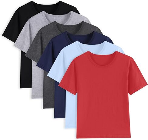6 Pack Cotton Boys Kids Tshirts Short Sleeve Summer Tops Clothes Tee Shirts for Toddlers(Age 2-12) in Saudi Arabia