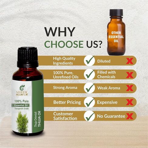 Thuja Oil -(Thuja Orientali)- Essential Oil 100% Pure Natural Undiluted Uncut Therapeutic Grade Oil 0.51 Fl.OZ in Saudi Arabia