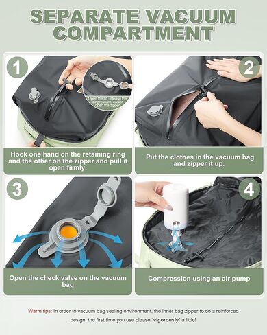 WINSPANSY تخزين كبير التخزين فراغ الانضغاط حقائب الظهر على ظهر حقيبة ظهر مع مضخة الملابس 18x14x8 العمل الشخصي العمل على الأعمال التجارية الكلية الكلية المحمولة. in Kuwait