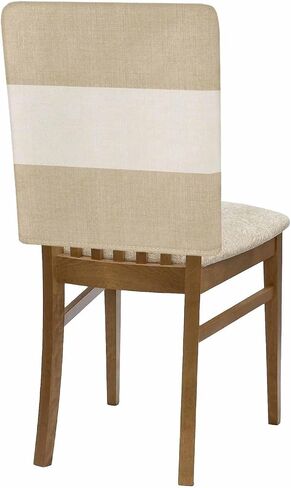 Chair Back Cover for Dining Room Set of 6 Farmhouse Khaki and Vintage Brown Color Block Striped Kitchen Chair Protecter Slipcovers for Holiday Party,Weeding,Banquet,Events Decor Burlap Texture in Saudi Arabia