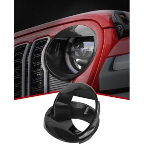 أغطية المصابيح الأمامية من JeCar ملحقات خارجية لحواف الإضاءة الأمامية Angry Brid المتوافقة مع Jeep Wrangler 2024 JL JLU & Gladiator JT 2024، أسود