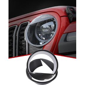 أغطية المصابيح الأمامية من JeCar ملحقات خارجية لحواف الإضاءة الأمامية Angry Brid المتوافقة مع Jeep Wrangler 2024 JL JLU & Gladiator JT 2024، أسود
