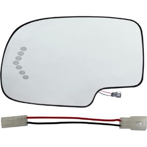 Driver Left Side Heated Mirror Glass w/backing plate, Replacement for Cadillac Escalade, Chevrolet Avalanche, Silverado, Tahoe, Sierra, Suburban, Yukon, Arrow signal,Replace 88944391
