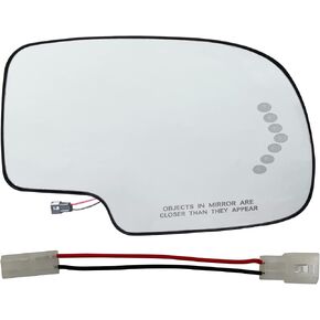 Driver Left Side Heated Mirror Glass w/backing plate, Replacement for Cadillac Escalade, Chevrolet Avalanche, Silverado, Tahoe, Sierra, Suburban, Yukon, Arrow signal,Replace 88944391 in Kuwait