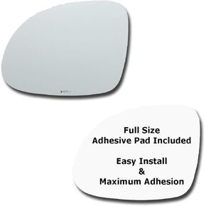 Mirror Glass + Full Size Adhesive Pad for 2009-2017 Volkswagen Tiguan Driver Side Replacement - Heated (2009 2010 2011 2012 2013 2014 2015 2016 2017 09 10 11 12 13 14 15 16 17)