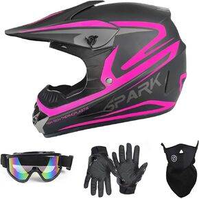 Youth Adult Dirt Bike ATV Helmet Motocross Anti-Collision Full Face Motorcycle DOT Approved BMX Downhill Off-Road Mountain Bike Helmet with SUV Goggles Gloves Face Shield