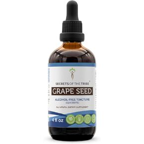 Secrets of the Tribe Grape Seed Tincture Alcohol-Free Extract, Grape (Vitis Vinifera) Dried Seed Tincture Supplement (4 FL OZ)