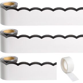 99 Ft Bulletin Board Borders 3 Rolls Black and White Wave Line Scalloped Border Trims Decorative Classroom Bulletin Board Rolled Trim Back to School Decoration for Home Classroom School Office Decor