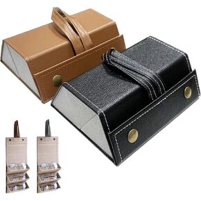 2 منظم للنظارات الشمسية معلق على الحائط، منظم للنظارات باللونين الأسود والبني، حقيبة سفر محمولة متعددة من البولي يوريثان قابلة للطي، تأتي مع 4 قطع قماش للتنظيف من الألياف الدقيقة in Kuwait