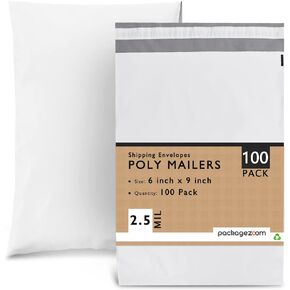 PackageZoom Poly Mailers 7.5x10 100 Pcs Self-Seal Shipping Envelopes For Businesses, Strong Adhesive Mailing Bags, Tear & Water-Resistant Protective Shipping Bags Light Grey