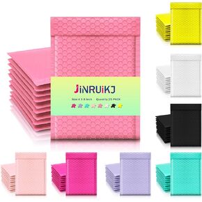 JinRuiKJ Bubble Mailers 4x8" 50 Pcs, Waterproof Cushioning Padded Envelopes, Self Sealing Padded Mailing Envelopes, Strong Adhesion Shipping Envelopes with Bubble Wrap, Usable Size 4x7", Black