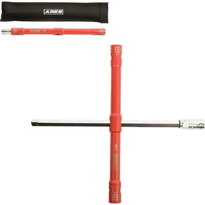 ARES 57001 – Heavy Duty Extendable Lug Wrench Set – High-Torque Lug Wrench Extends from 17.5 to 23.5 Inches (447mm to 600mm) – Includes 2 Double-Sided 6-Point Sockets for Broad Vehicle Coverage