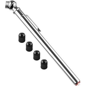 CZC AUTO Pencil Tire Pressure Gauge, Mechanical Air Gage, Stainless Stem Single Chuck with Pocket Clip Tyre Checker for Motorcycle Bike Car RV SUV ATV, 5-50PSI 30-350KPa (Silver, 1 Pack)