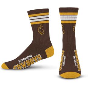 For Bare Feet NCAA Wyoming Cowboys 4 Stripe Deuce Crew Sock Team Color MEDIUM