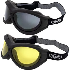 Global Vision Big Ben Goggles 2 Pairs Black Frames 1 Smoke Lens 1 Yellow Lens