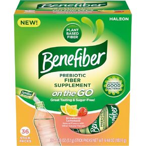 Benefiber Fiber Supplement, Strawberry Lemonade, On The Go Stick Packs, 36 Count