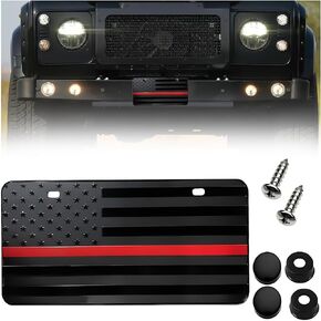 Embossed 3D Metal American Flag Car License Plate, Aluminum Patriotic USA US Flag Auto Emblem Decal Vanity Novelty, Vehicle Exterior Decor Universal for Truck, SUV, RV, Motorcycle（Black）