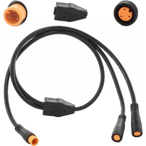 Electric Bicycle 1T2 Extension Cable Y-Split Extension Wire with Waterproof Connector for Ebike Light, Gear Sensor and Brake in Ebike Modification Kit