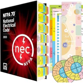 علامات تبويب كتاب الرموز NEC 2020، مرمزة بالألوان لكتاب الرموز الكهربائية الوطنية، 120 قطعة إجمالاً، مع 2 ملصقات قانون أوم/مخطط الأسلاك/ورقة أرقام الصفحات (الكتاب غير متضمن)