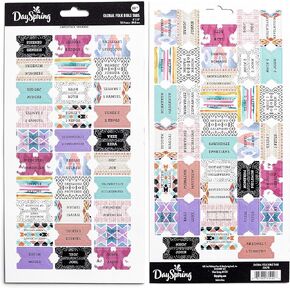 DaySpring - Global Folk Bible Tabs - 66 Cardstock Bible Tab Stickers For The Old And New Testament - Genesis - Revelation (J2678)
