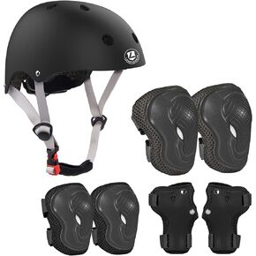 خوذة للأطفال الصغار مع وسادات للركبة والكوع وواقي المعصم للأطفال من 2 إلى 10 أطفال، قابلة للتعديل للأطفال الصغار إلى الشباب من أجل التزلج على الجليد وركوب الدراجات والتزلج على الجليد والزلاجات الدوارة in Kuwait