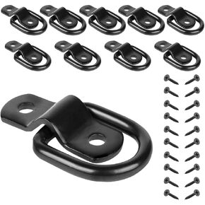 D Ring Tie Down Anchors, 10 Pack 1/4" 1100 Pound Capacity D Ring Tie Down Hooks, Replacement Anchors for Trailer, Truck Bed, Garage, Warehouse, Camper, Boat, Cargo Control & Surface Mount
