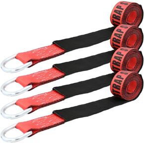 Boxer Pro 2 in x 10 FT Red Lasso Tow Strap with Forged D Ring – Protective Sleeve – Car Tie Down, Auto Hauler, Auto Transport – 10,000lbs - 4 Pack