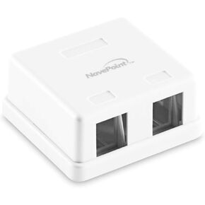 NavePoint Keystone Jack Surface-Mount Box 2-Port White, 10-Pack